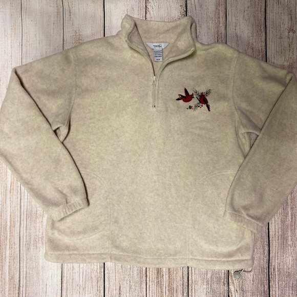Northern Reflections Fleece Sweater - Women's (M) - Cream with Cardinal Detail - Picture 2 of 3